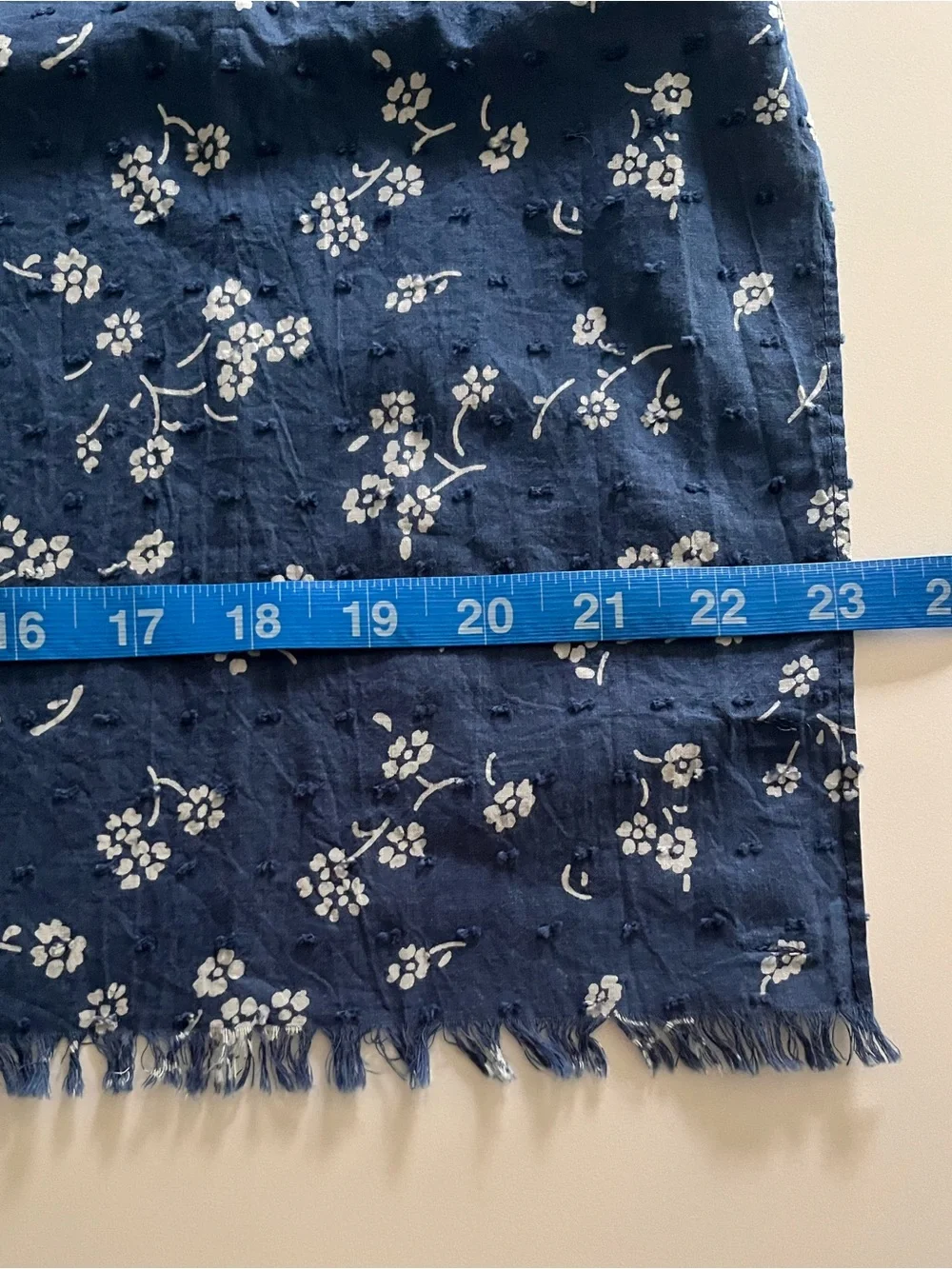 Lands' End Navy & White Floral Cotton Scarf - Like New Condition